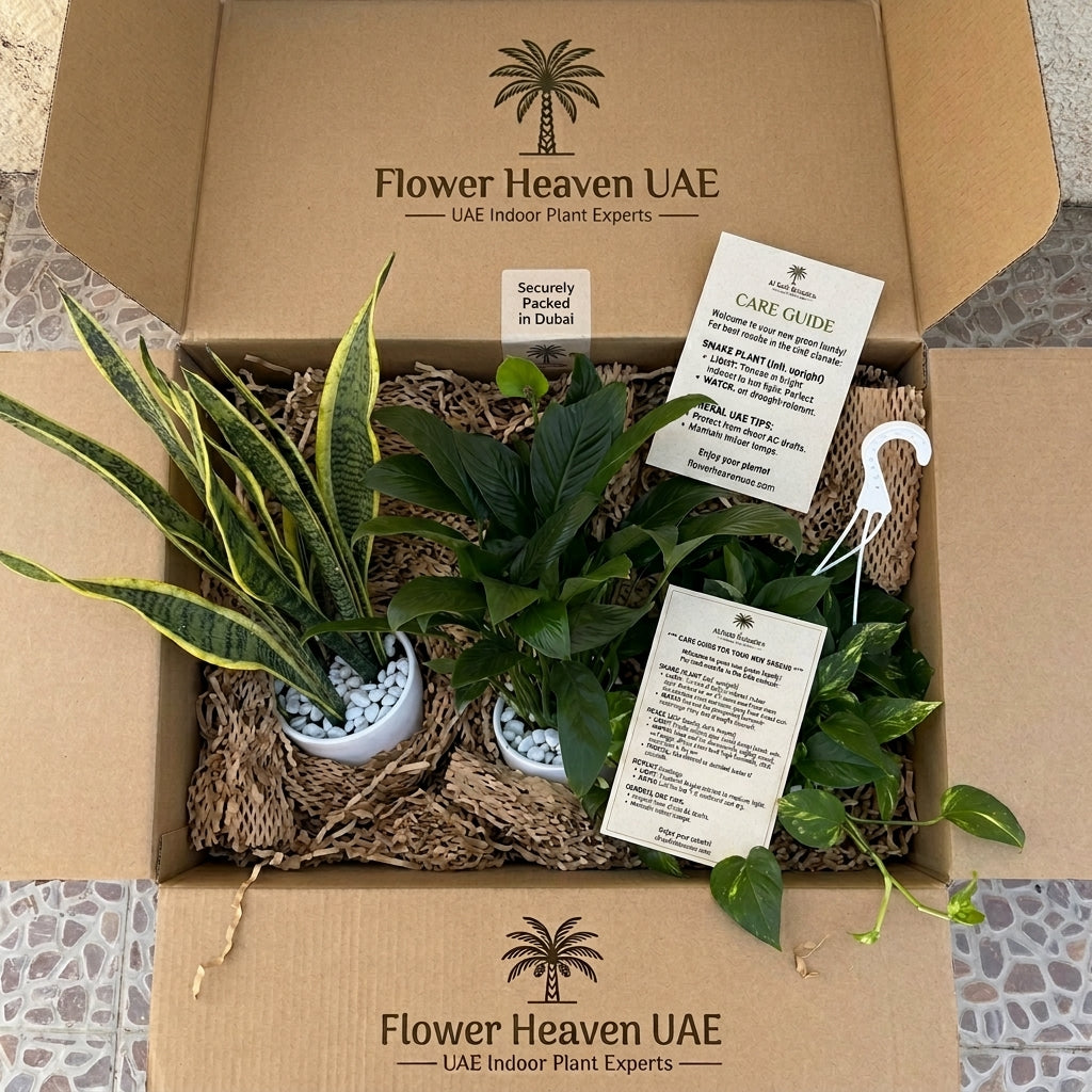 "Easy-Care Trio" Bundle | Snake Plant, Peace Lily & Golden Pothos