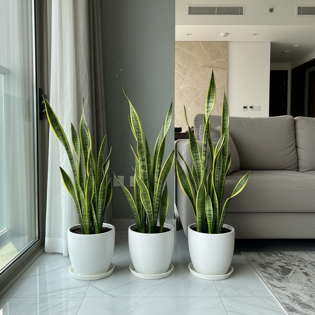 Premium Snake Plant Set (Pack of 3) – Natural Air Purifying Indoor Plants  | Fast UAE Delivery